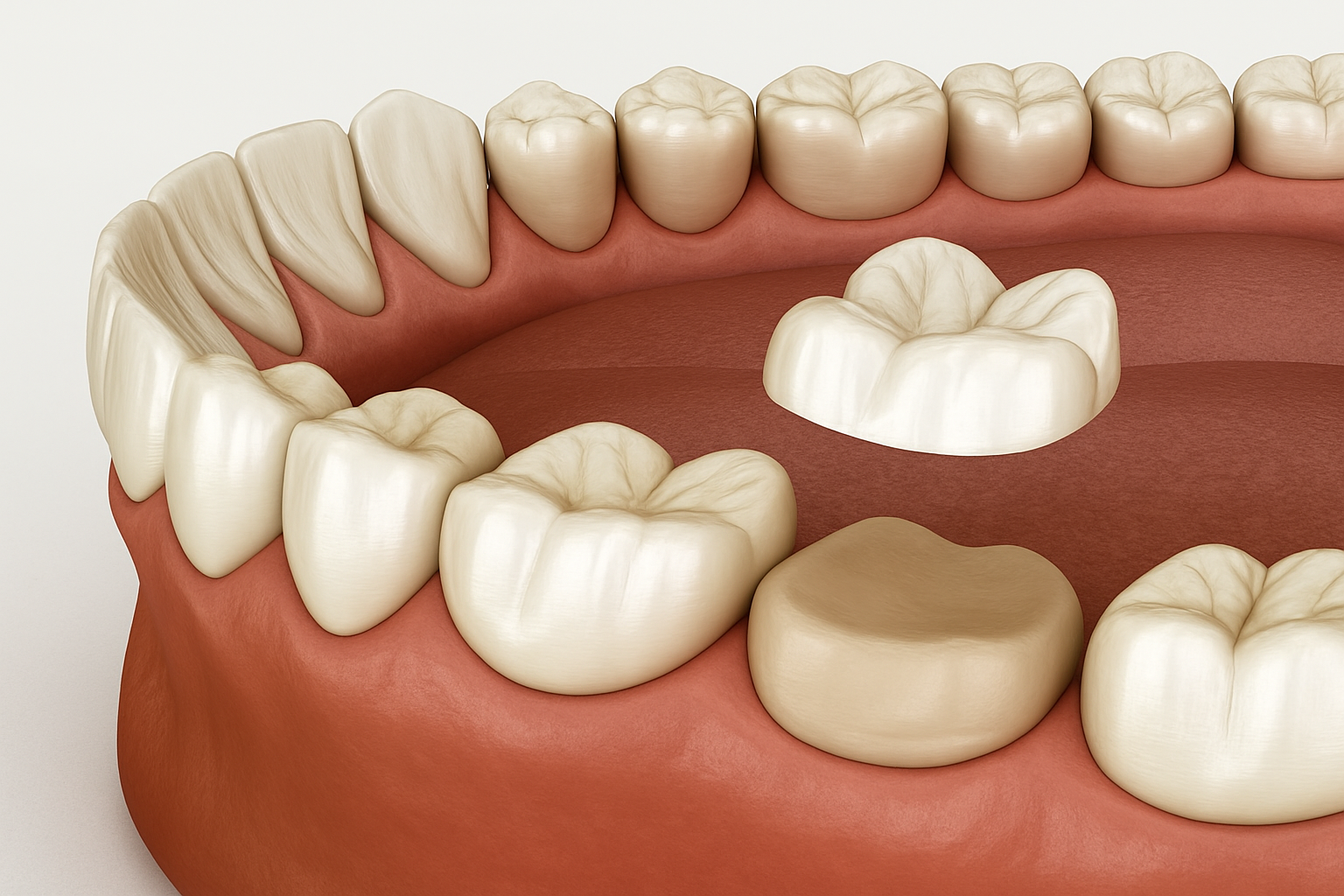 Vollkeramikkrone wird aufgesetzt