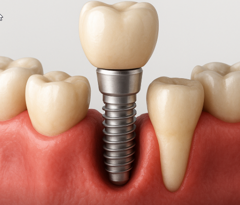 Zahnimplantat mit Krone – Beispielgrafik